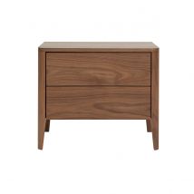 Miliboo - Table de chevet avec rangements 2 tiroirs bois foncé noyer BENJA
