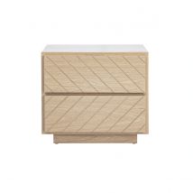 Miliboo - Table de chevet avec rangements 2 tiroirs finition bois chêne MATALA