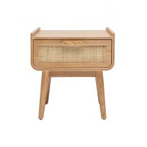 Miliboo - Table de chevet avec tiroir en bois clair frêne et cannage rotin ATHÈNE