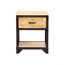 Miliboo - Table de chevet avec tiroir industrielle en bois manguier massif INDUSTRIA