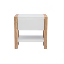 Miliboo - Table de chevet blanc et bois clair frêne massif L55 cm ARMEL