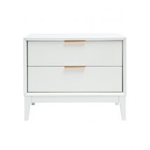 Miliboo - Table de chevet blanche mat et métal doré avec rangements L60 cm GIANA