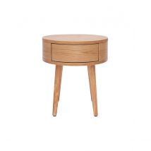 Miliboo - Table de chevet ronde en bois clair avec tiroir JUDITH