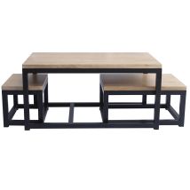 Miliboo - Tables basses gigognes bois manguier massif et métal noir (lot de 3) FACTORY
