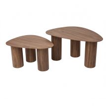 Miliboo - Tables basses gigognes design en bois foncé (lot de 2) FOLEEN