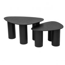 Miliboo - Tables basses gigognes design en bois noir (lot de 2) FOLEEN