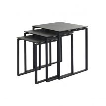 Miliboo - Tables basses gigognes design noires en céramique et métal (lot de 3) STRESA