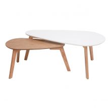 Miliboo - Tables basses gigognes scandinaves bois clair chêne et blanc (lot de 2) ARTIK