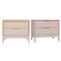 Miliboo - Tables de chevet rose et métal doré avec rangements (lot de 2) GIANA