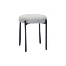 Miliboo - Tabouret bas empilable en tissu effet velours texturé beige et métal noir H41 cm KIKO