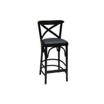 Miliboo - Tabouret de bar bistrot hêtre massif noir H65 cm MARCEL