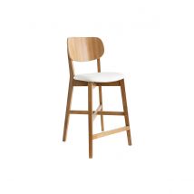 Miliboo - Tabouret de bar bois clair chêne et blanc H65 cm LUCIA