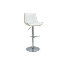 Miliboo - Tabouret de bar design blanc et bois clair MELKIOR