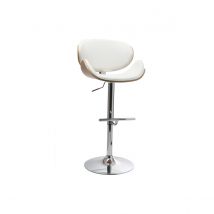 Miliboo - Tabouret de bar design blanc et bois clair WALNUT