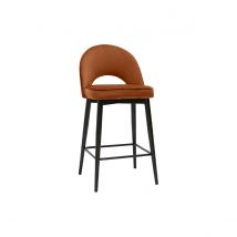 Miliboo - Tabouret de bar design en velours terre brûlée et métal H69 cm BELLEROSE