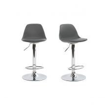 Miliboo - Tabouret de bar design gris lot de 2 STEEVY