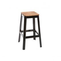 Miliboo - Tabouret de bar design noir et bois H75 cm NICK