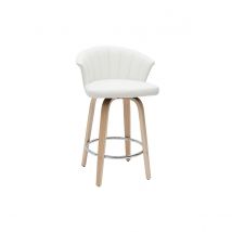 Miliboo - Tabouret de bar design pivotant blanc et bois clair H65cm ALBIN