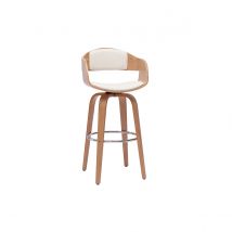 Tabouret de bar design pivotant blanc et bois clair H67.5 cm GAO