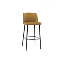 Miliboo - Tabouret de bar fixe velours bronze et pied métal noir H78 MONTI