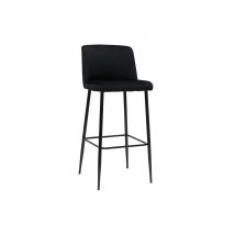 Miliboo - Tabouret de bar fixe velours noir et pied métal noir H78 MONTI