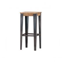 Miliboo - Tabouret de bar industriel acier et bois manguier massif H75 cm MADISON