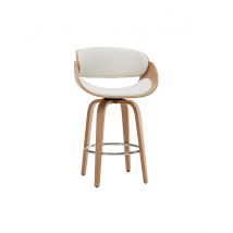 Miliboo - Tabouret de bar pivotant blanc et bois clair 65 cm BENT