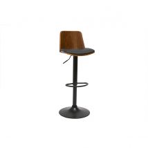 Miliboo - Tabouret de bar réglable noir et bois foncé DOA