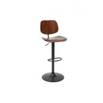 Miliboo - Tabouret de bar relevable noyer et métal noir TOBIAS