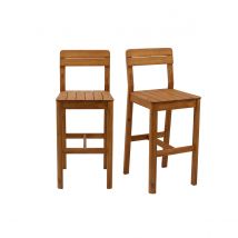 Miliboo - Tabourets de bar de jardin en bois massif H80 cm (lot de 2) AKIS
