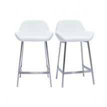 Miliboo - Tabourets de bar design blancs et pieds métal (lot de 2) RINGER