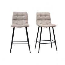 Miliboo - Tabourets de bar design en velours taupe H65 cm (lot de 2) MAXWELL