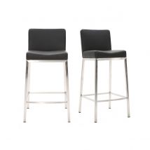 Miliboo - Tabourets de bar design noirs H66 cm (lot de 2) EPSILON
