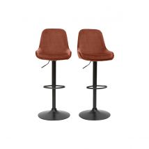 Tabourets de bar design réglables velours rouge tomette (lot de 2) HOLO