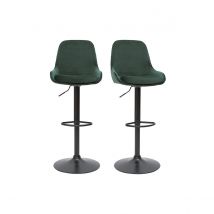 Miliboo - Tabourets de bar design réglables velours vert (lot de 2) HOLO