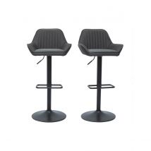 Miliboo - Tabourets de bar réglables design en tissu gris anthracite (lot de 2) RONNIE