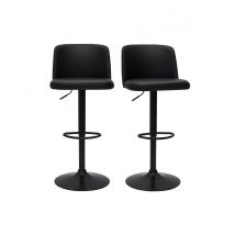 Miliboo - Tabourets de bar réglables en polyuréthane noir et métal noir (lot de 2) MONTI