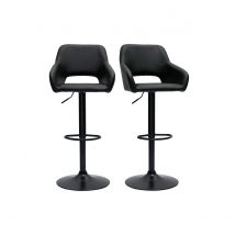 Miliboo - Tabourets de bar réglables noirs (lot de 2) LAURETTE
