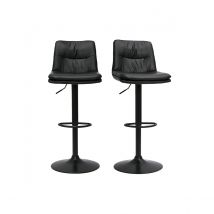 Miliboo - Tabourets de bar réglables noirs et métal noir (lot de 2) ZUCK
