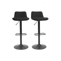 Miliboo - Tabourets de bar réglables pivotants 360° noirs en tissu velours et métal (lot de 2) BOOST