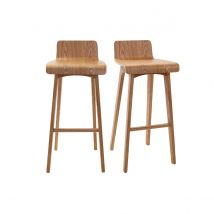 Miliboo - Tabourets de bar scandinaves en bois clair H75 cm (lot de 2) BALTIK