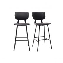 Miliboo - Tabourets de bar vintage noirs avec pieds métal 75 cm (lot de 2) LAB