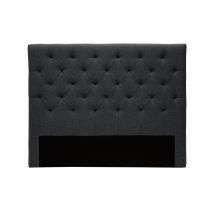 Miliboo - Tête de lit capitonnée en tissu gris foncé L140 cm ENGUERRAND