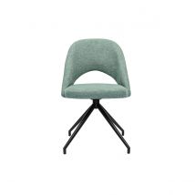 360°-Drehstuhl aus strukturiertem Samtstoff in Seladongrün und schwarzem Metall COSETTE