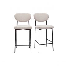 Barhocker aus festem Stoff mit texturiertem Samteffekt in Beige H65 cm (2er-Set) BREKA