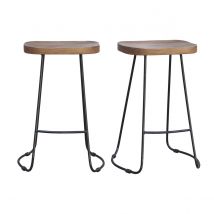 Barhocker aus massivem Metall und Mangoholz 65 cm (2er-Satz) RUNKO