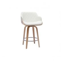 Barhocker Design Drehbar 360° Weiß und Hellholz H65 cm LUCIEN
