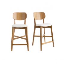 Barhocker helles Holz weiß 65 cm (2er-Set) LUCIA