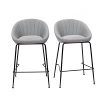 Barhocker hellgrauer Stoff 65cm (2er Set) SHERU