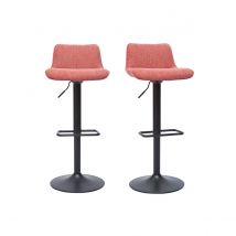 Barhocker höhenverstellbar und um 360° drehbar aus Stoff mit strukturiertem Samteffekt in Terracotta und schwarzem Metall (2er-Set) BOOST